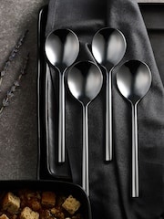 Silver 4 Piece Soup Spoon Hampton Stainless Steel Latte Set - Image 1 of 2