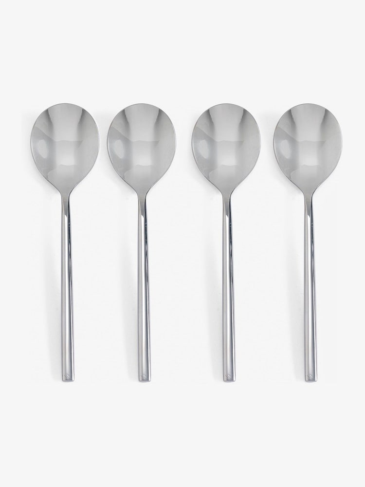 Silver 4 Piece Soup Spoon Hampton Stainless Steel Latte Set - Image 2 of 2