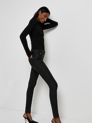 River Island Black Mid Rise Coated Skinny Jeans - Image 4 of 6