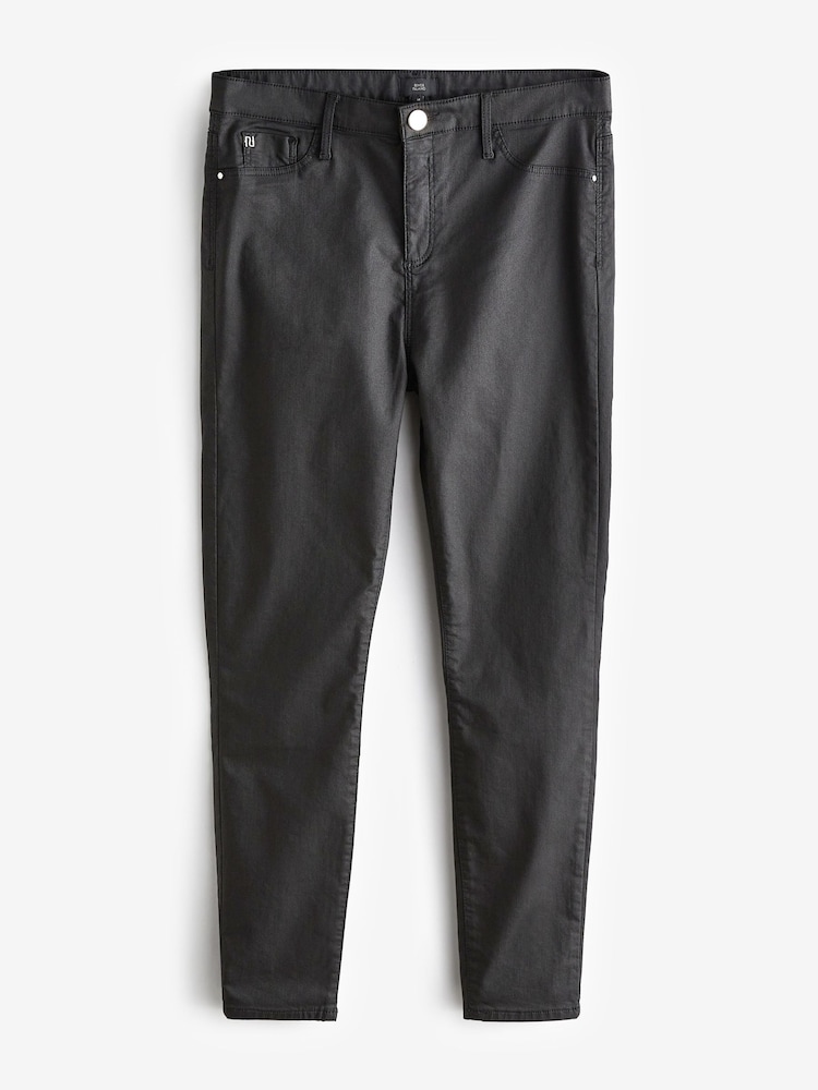 River Island Black Mid Rise Coated Skinny Jeans - Image 5 of 6