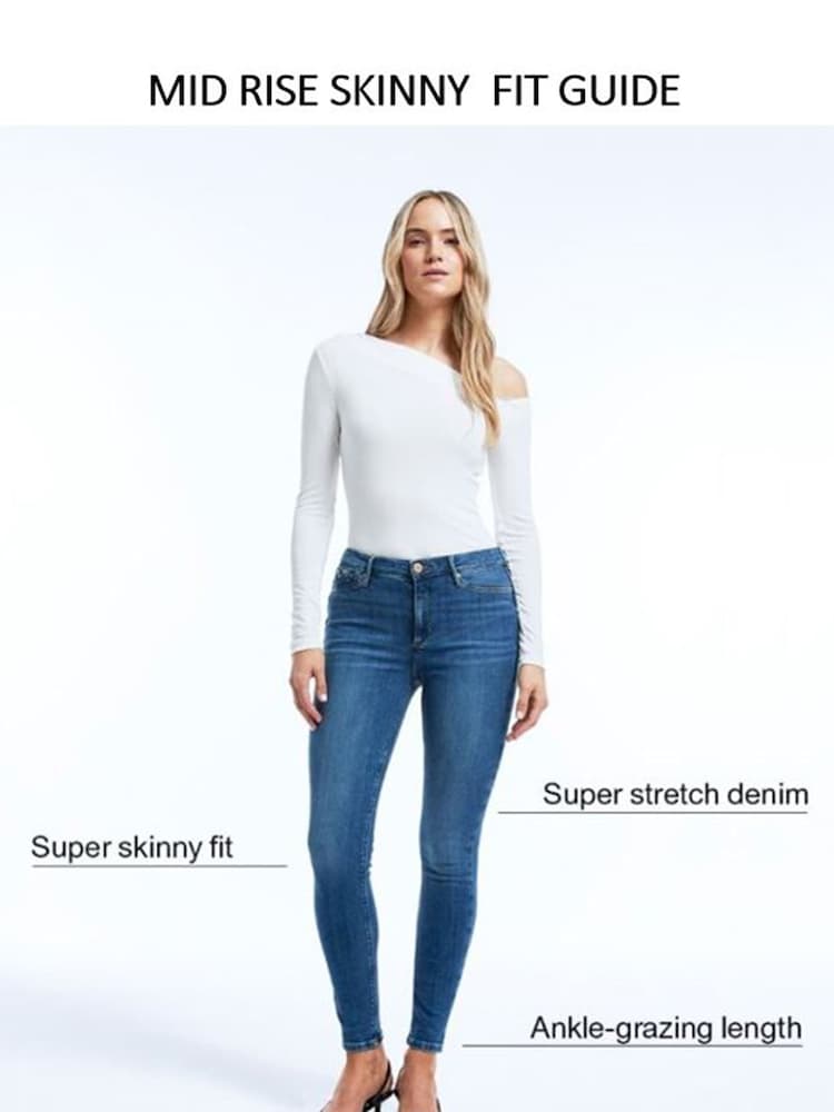 River Island Black Mid Rise Coated Skinny Jeans - Image 6 of 6