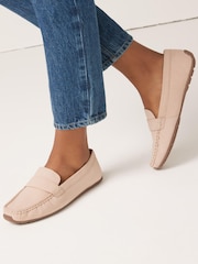 Blush Pink Extra Wide Fit Forever Comfort® Leather Driver Shoes - Image 1 of 7