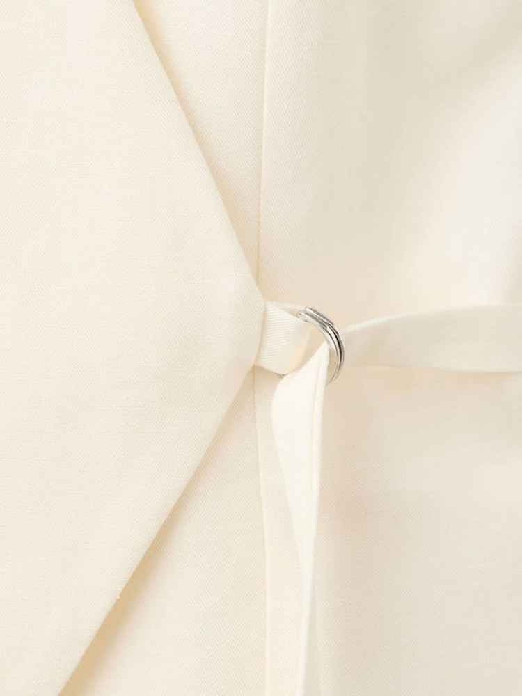 Mango Cream Short Linen Blend Jumpsuit - Image 2 of 3