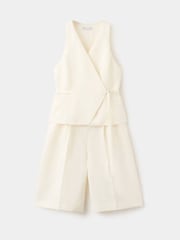 Mango Cream Short Linen Blend Jumpsuit - Image 4 of 6