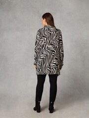 Live Unlimited Black Petite Linear Print Hanky Hem Shirt - Image 2 of 4