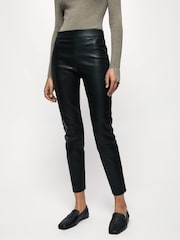 Jigsaw Black Stretch Leather Leggings - Image 1 of 6