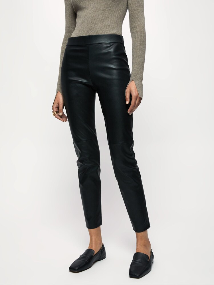 Jigsaw Black Stretch Leather Leggings - Image 1 of 6