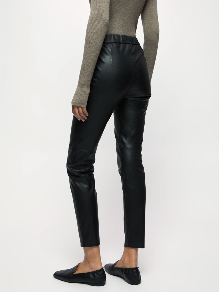 Jigsaw Black Stretch Leather Leggings - Image 2 of 6