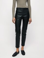 Jigsaw Black Stretch Leather Leggings - Image 3 of 6