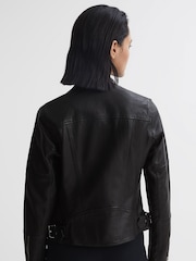 Reiss Black Tallis Leather Biker Jacket - Image 5 of 6