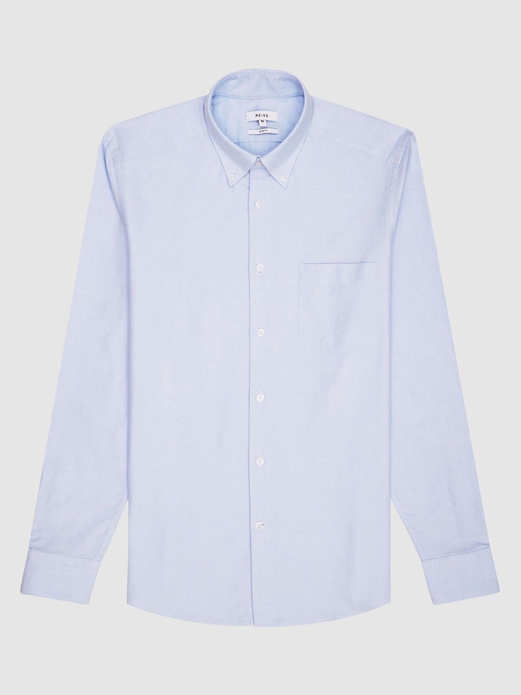 Reiss Soft Blue Soft Wash Button Down Oxford Shirt - Image 2 of 5