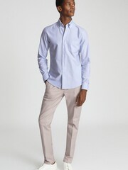Reiss Soft Blue Soft Wash Button Down Oxford Shirt - Image 3 of 5