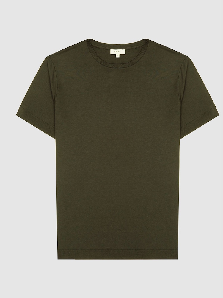 Reiss Oxidised Green Regular Fit Crew Neck T-shirt - Image 2 of 7 Reiss Oxidised Green Regular Fit Crew Neck T-shirt - Image 2 of 7