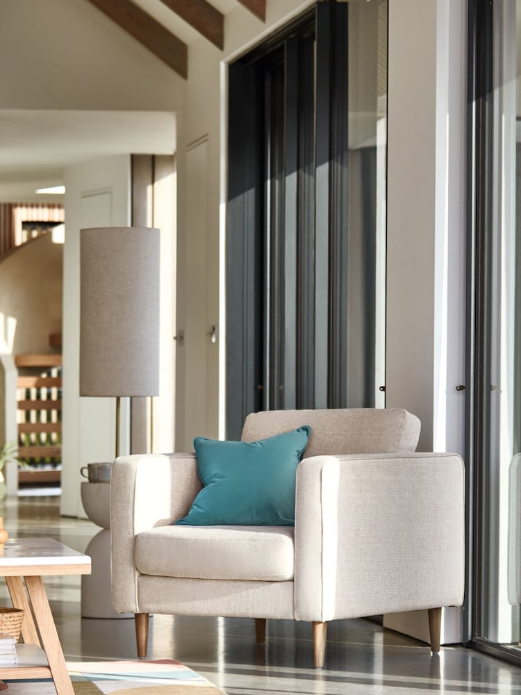 Tweedy Plain Light Natural Houghton Slim Arm Chair - Image 2 of 13