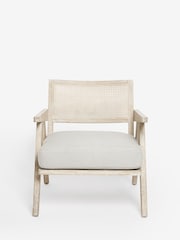 Lime Washed Oak Effect, Contemporary Natural Abel Wooden Rattan Accent Chair - Image 2 of 8
