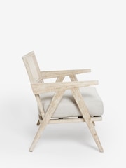 Lime Washed Oak Effect, Contemporary Natural Abel Wooden Rattan Accent Chair - Image 4 of 8