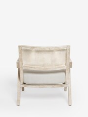 Lime Washed Oak Effect, Contemporary Natural Abel Wooden Rattan Accent Chair - Image 5 of 8