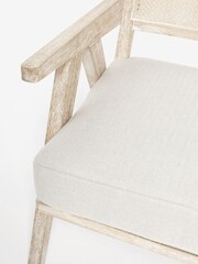 Lime Washed Oak Effect, Contemporary Natural Abel Wooden Rattan Accent Chair - Image 6 of 8