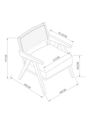 Lime Washed Oak Effect, Contemporary Natural Abel Wooden Rattan Accent Chair - Image 7 of 8