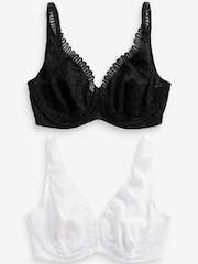 Black/White DD+ Non Pad Full Cup Geo Lace Bras 2 Pack - Image 5 of 7