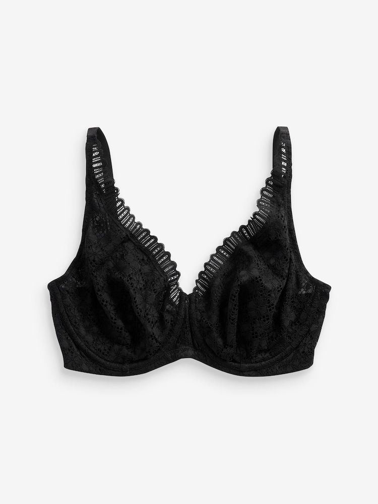 Black/White DD+ Non Pad Full Cup Geo Lace Bras 2 Pack - Image 7 of 7