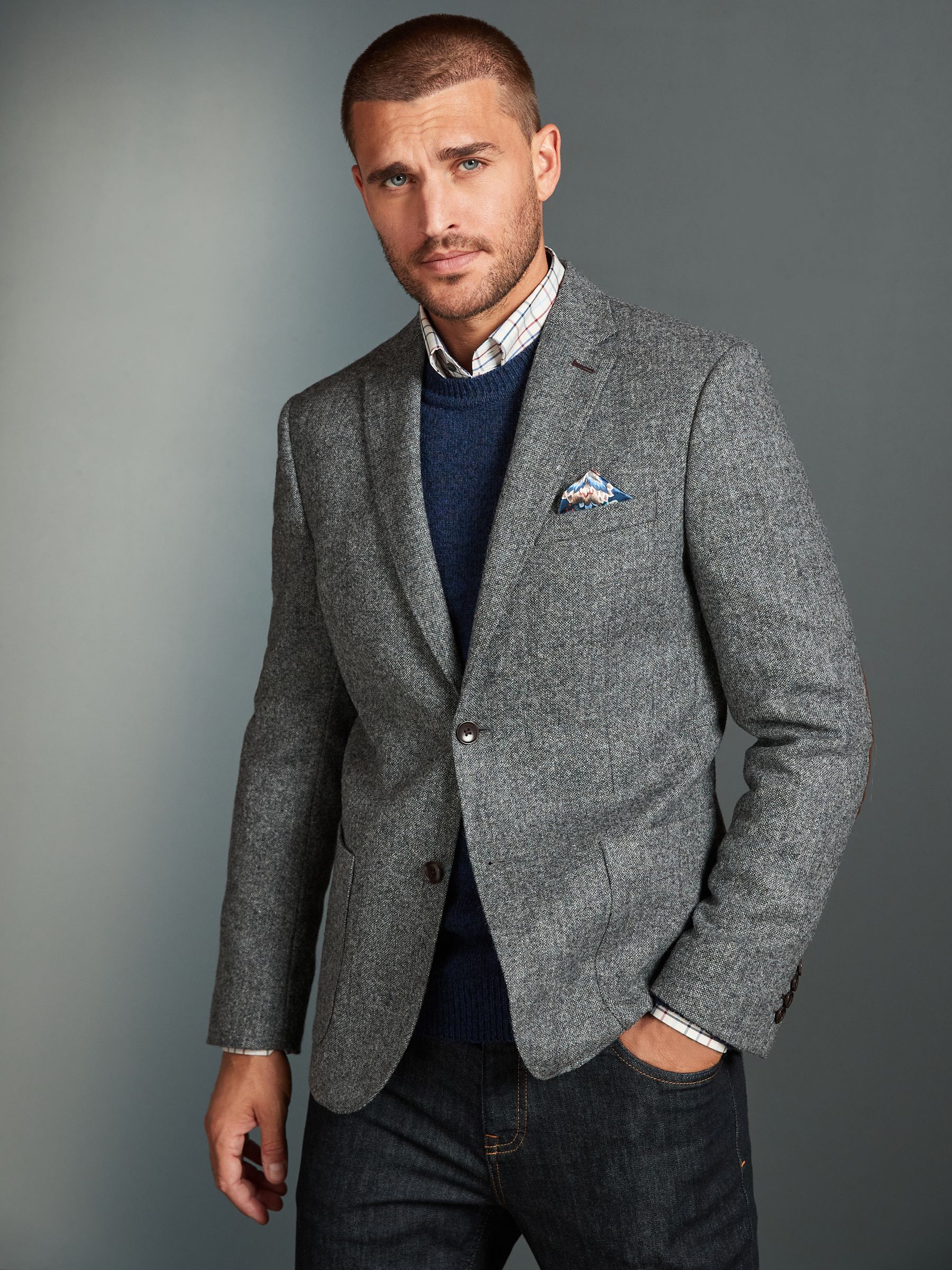 Wool blazer with elbow patches top