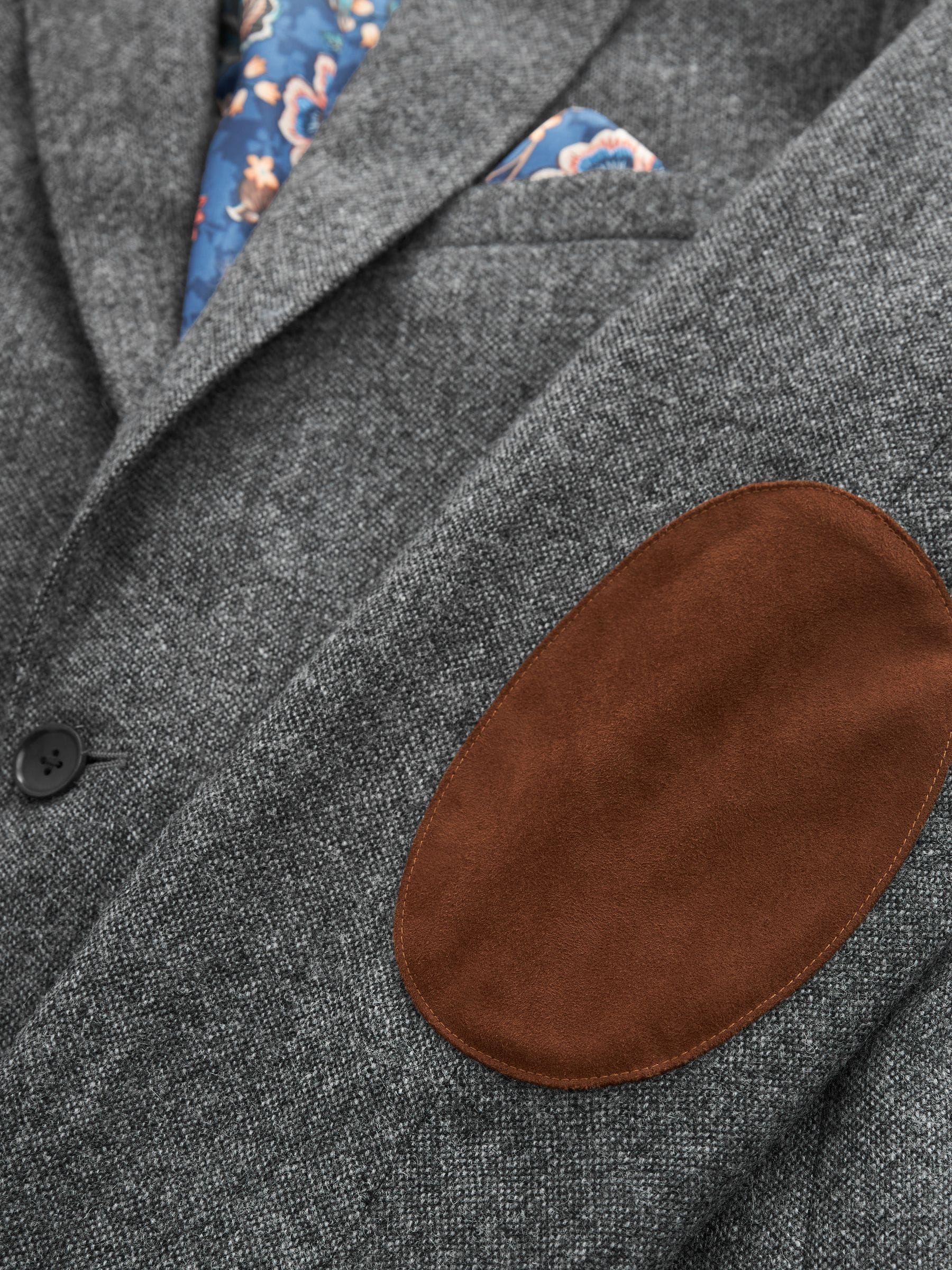 Buy Grey Signature Moons British Wool Textured Blazer With Elbow Patches from Next Ireland
