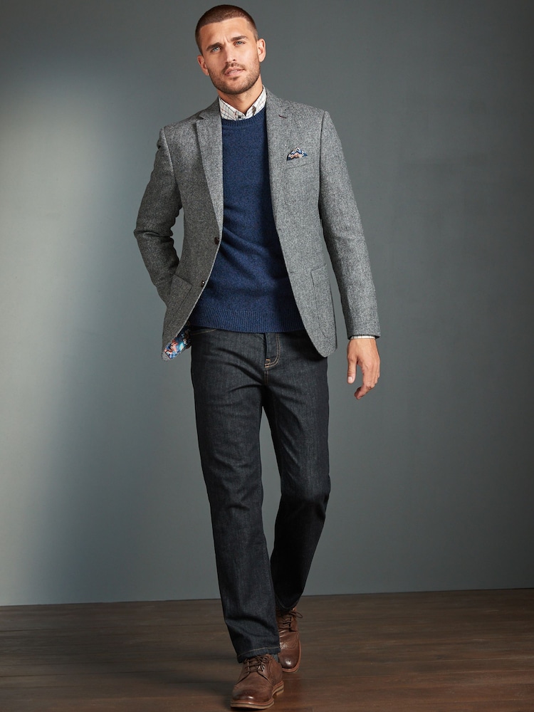 Grau - Signature Moons Blazer aus strukturierter britischer Wolle mit Ellbogenaufnähern - Bild 2 von 11 Grau - Signature Moons Blazer aus strukturierter britischer Wolle mit Ellbogenaufnähern - Bild 2 von 11