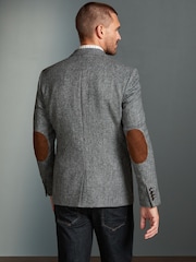 Grau - Signature Moons Blazer aus strukturierter britischer Wolle mit Ellbogenaufnähern - Bild 3 von 11