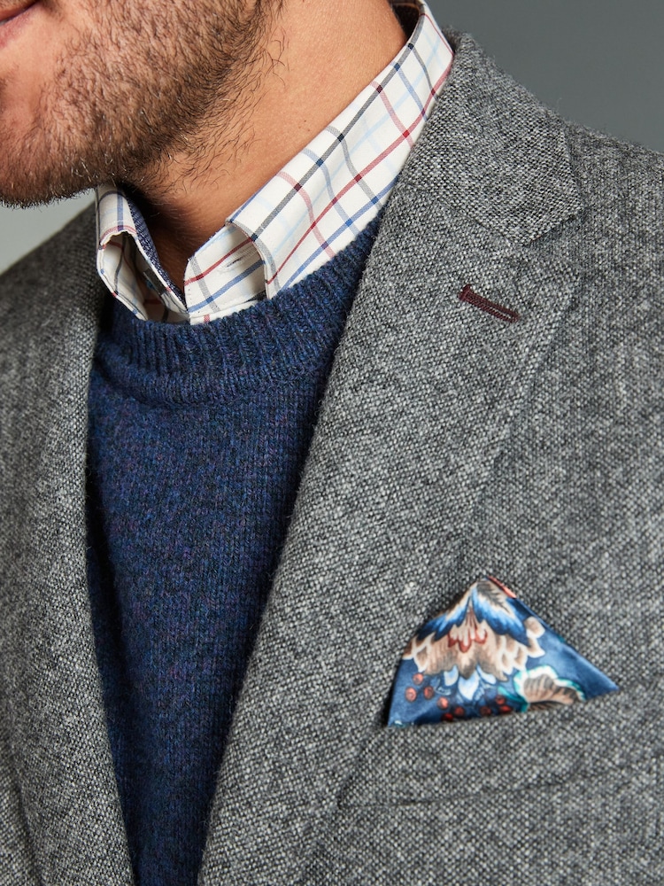 Grey Signature Moons British Wool Textured Blazer With Elbow Patches - Image 7 of 11