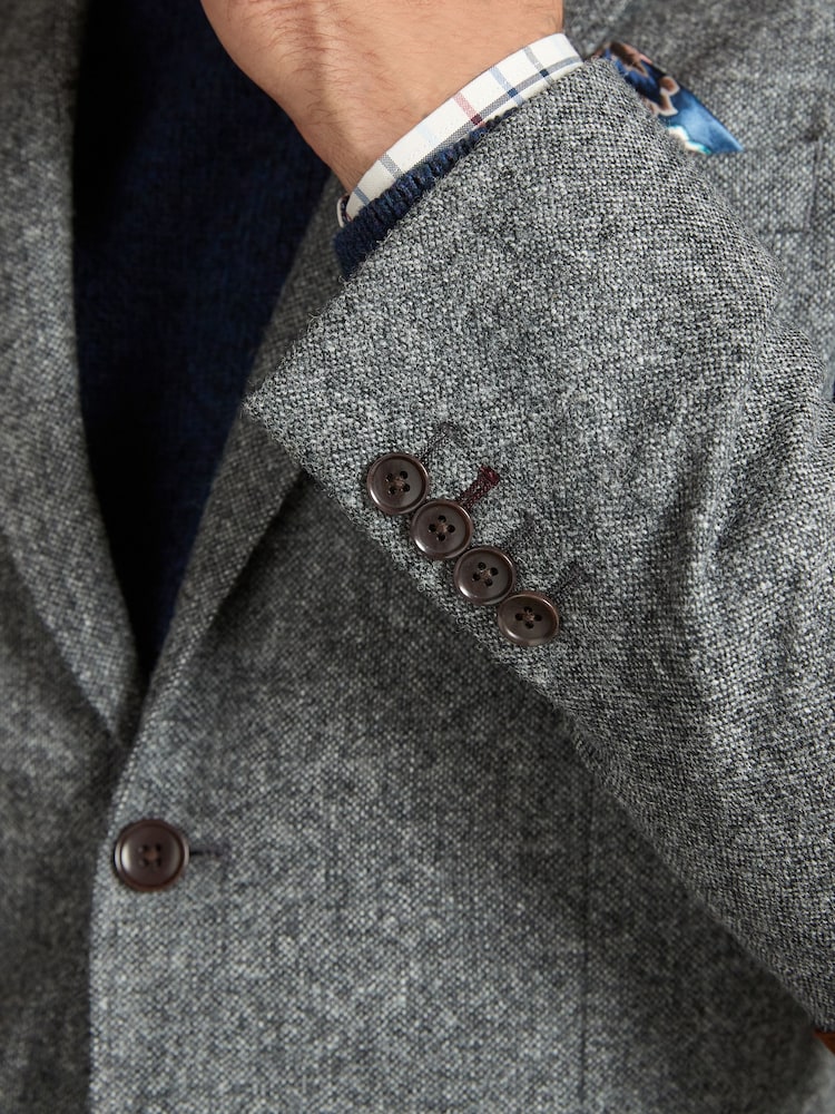 Grey Signature Moons British Wool Textured Blazer With Elbow Patches - Image 8 of 11
