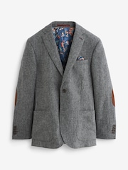 Grau - Signature Moons Blazer aus strukturierter britischer Wolle mit Ellbogenaufnähern - Bild 9 von 11