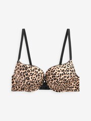 Leopard Print/Pink Push-Up Triple Boost Microfibre Smoothing T-Shirt Bras 2 Pack - Image 7 of 8
