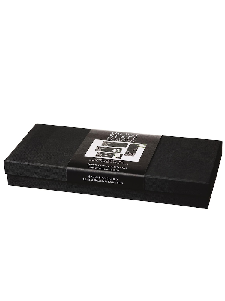 The Just Slate Company 4 Pack Natural Mini Stag Cheese Board & Knife Set - Image 3 of 3