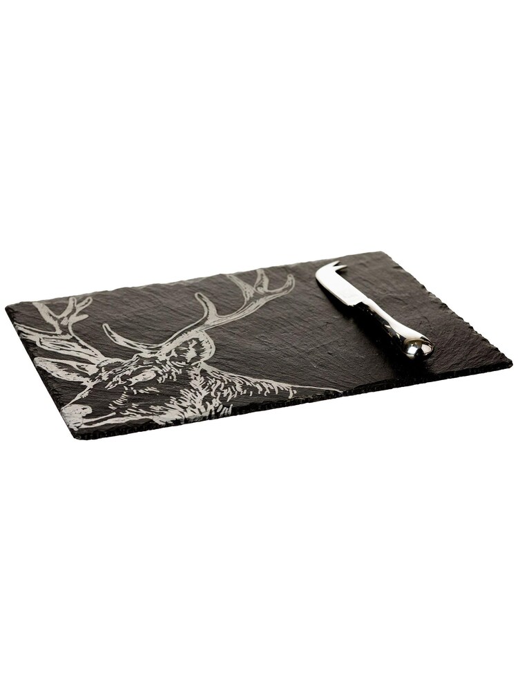 The Just Slate Company Natural Stag Cheese Board & Knife Gift Set - Image 2 of 3