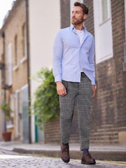 Grey Check Relaxed Tapered Nova Fides Formal Trousers - Image 4 of 10