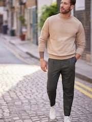 Charcoal Grey Check Relaxed Tapered Nova Fides Formal Trousers - Image 2 of 8