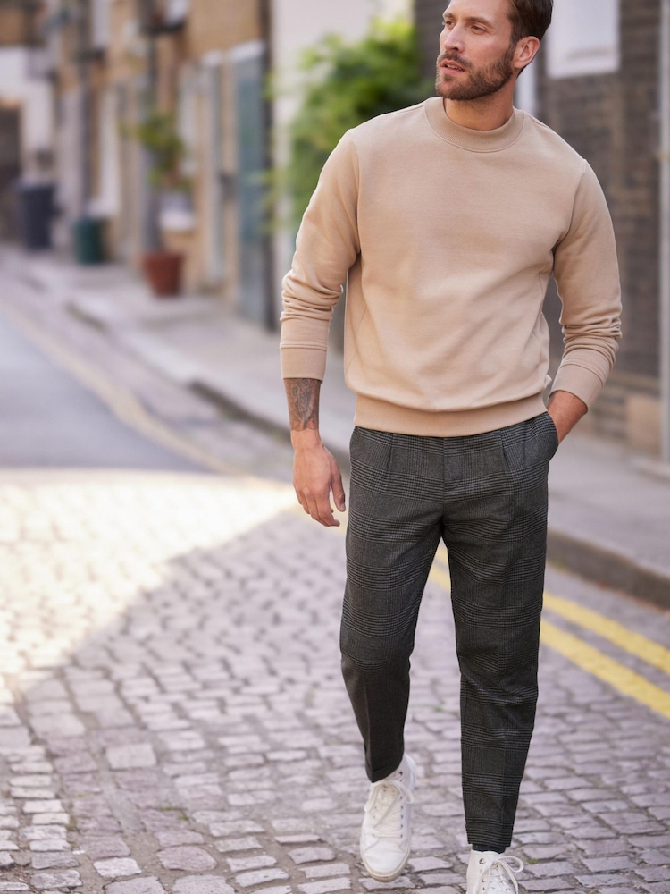 Charcoal Grey Check Relaxed Tapered Nova Fides Formal Trousers - Image 2 of 8
