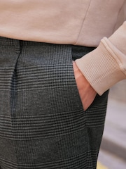 Charcoal Grey Check Relaxed Tapered Nova Fides Formal Trousers - Image 4 of 8