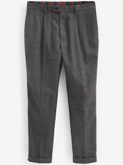 Charcoal Grey Check Relaxed Tapered Nova Fides Formal Trousers - Image 7 of 8