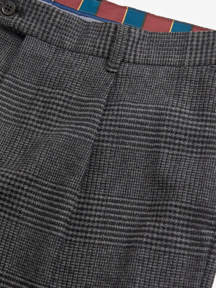 Charcoal Grey Check Relaxed Tapered Nova Fides Formal Trousers - Image 8 of 8
