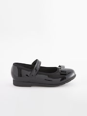 Black Patent Narrow Fit (E) School Leather Bow Mary Jane Shoes - Image 2 of 6
