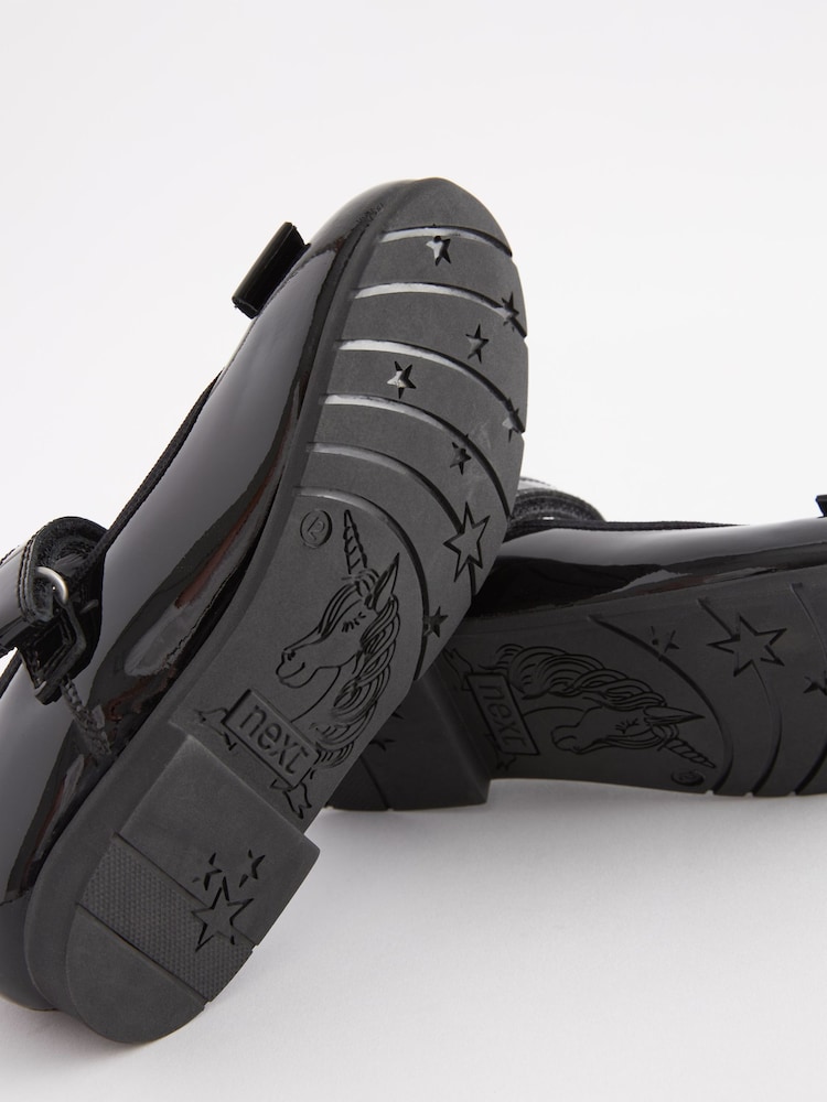 Black Patent Narrow Fit (E) School Leather Bow Mary Jane Shoes - Image 6 of 6