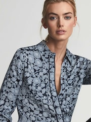 Reiss Blue Lizzy Floral Print Blouse - Image 4 of 6