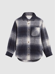 Reiss Navy Daytona Junior Brushed Check Overshirt - Image 2 of 6