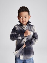 Reiss Navy Daytona Junior Brushed Check Overshirt - Image 3 of 6