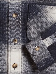 Reiss Navy Daytona Junior Brushed Check Overshirt - Image 6 of 6