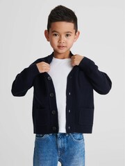 Reiss Navy Andrews 100% Merino Wool Cardigan - Image 3 of 7