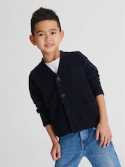 Reiss Navy Andrews 100% Merino Wool Cardigan - Image 6 of 7