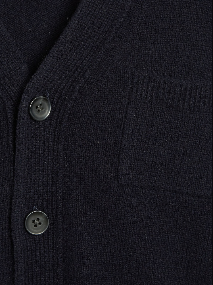 Reiss Navy Andrews 100% Merino Wool Cardigan - Image 7 of 7